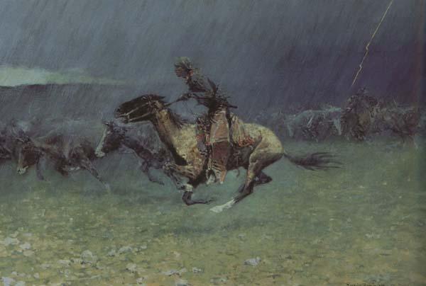 Frederic Remington The Stampede by Lightning (mk43)